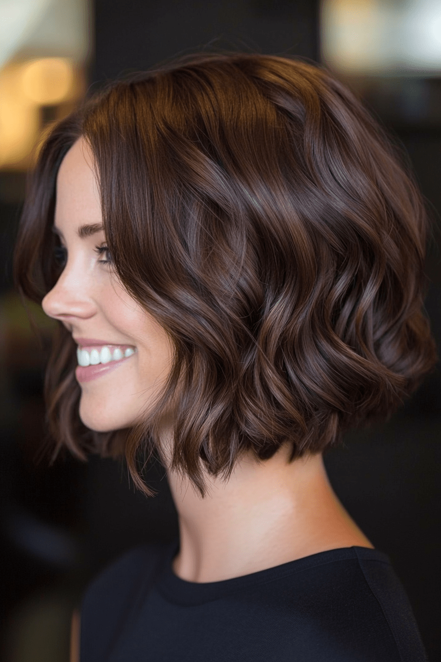 Dark Brown Glossy Chin-Length Bob — Hairstyles for Fine Hair