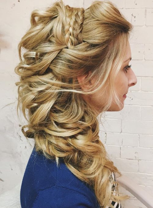 Voluminous Ash Blonde Updo with Curls — Sweet 16 Hairstyles