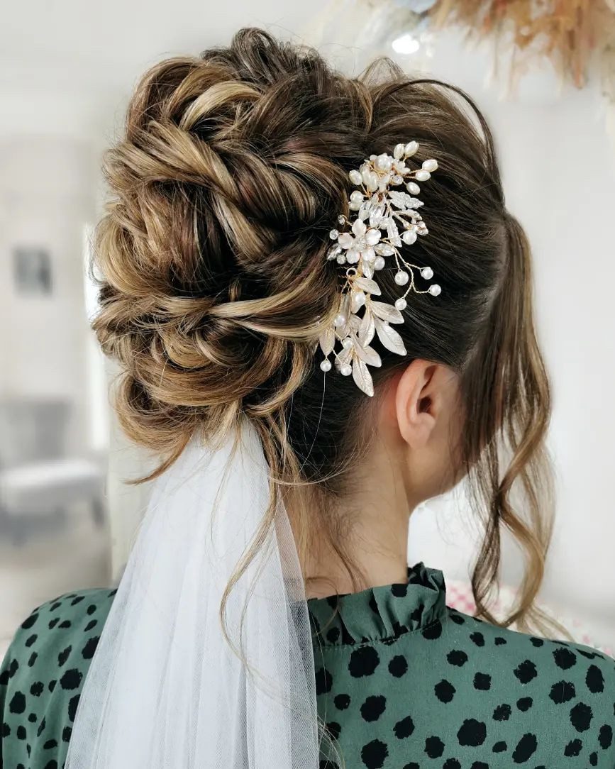 Braided Updo with Decorative Accessory Braided Updo with Decorative Accessory — Wedding Hairstyles with Veil