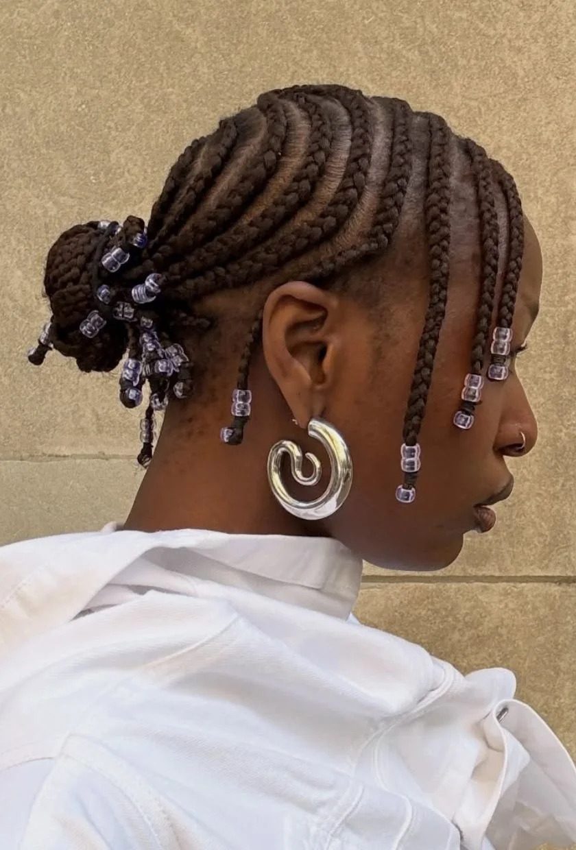 Dark Brown Braids with Purple Beads