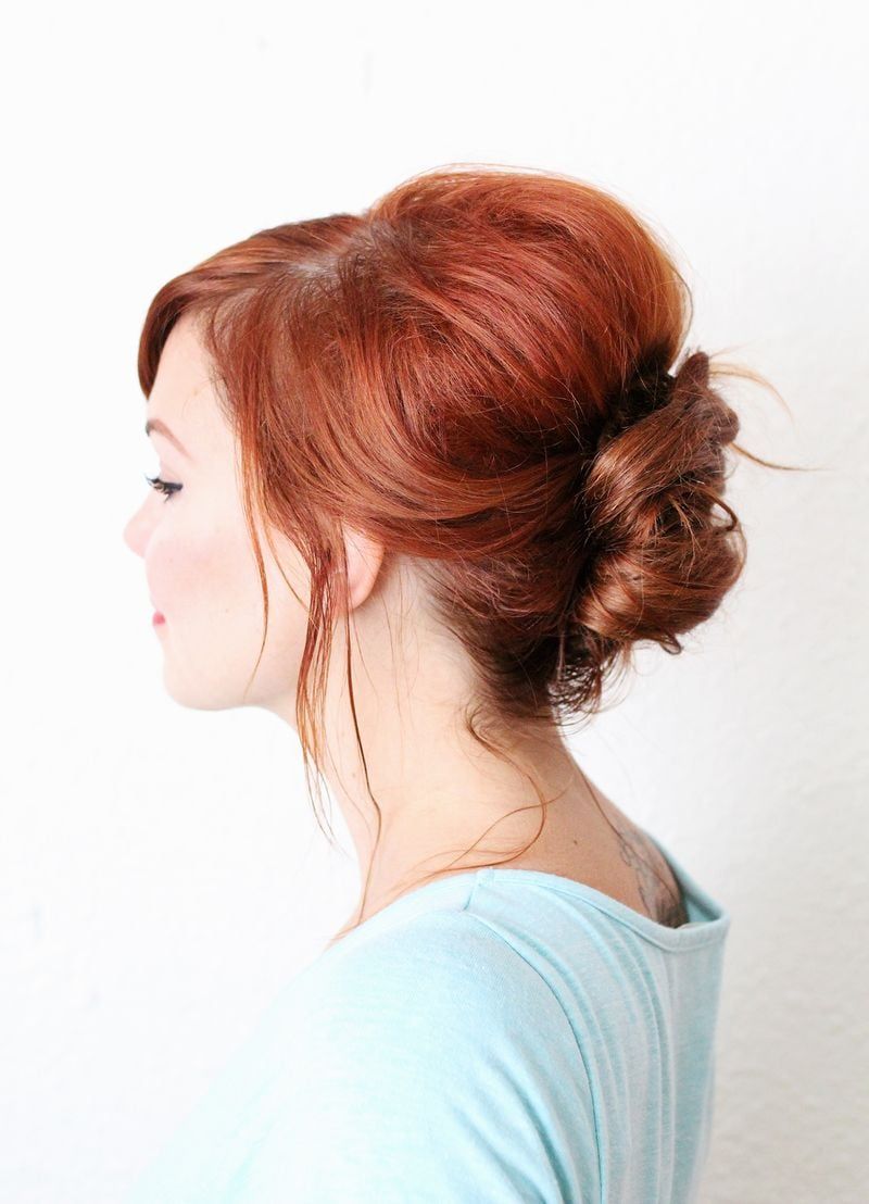 Smooth Red Chignon Bun Smooth Red Chignon Bun — Second Day Hairstyles