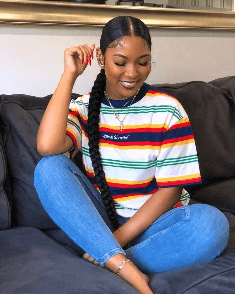 Extra Long Black Braided Ponytail