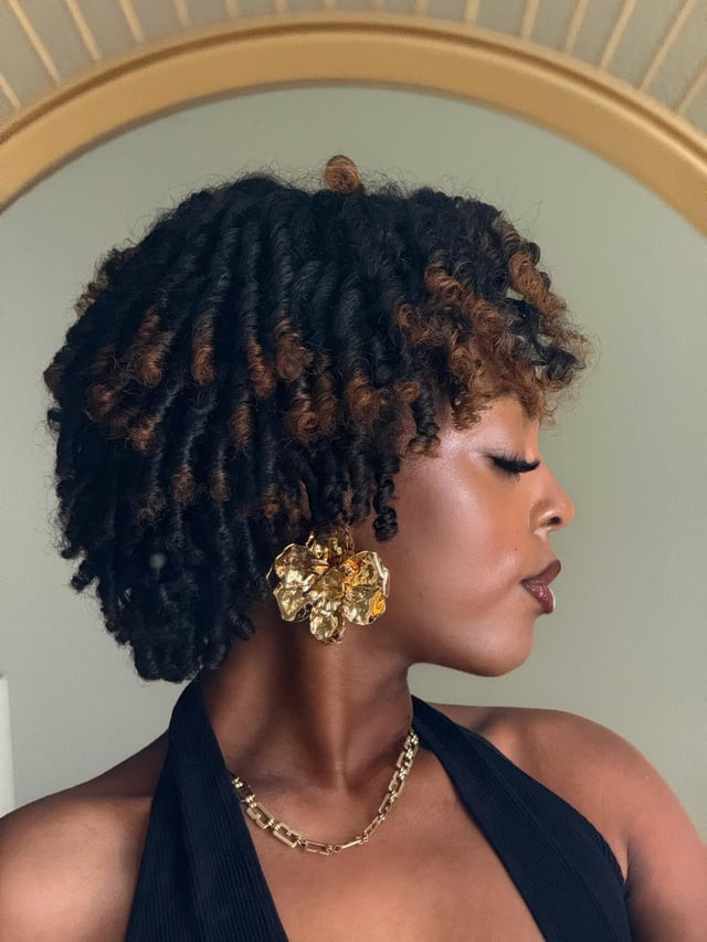Short Coily Cut with Side Bangs — Flexi Rod Set