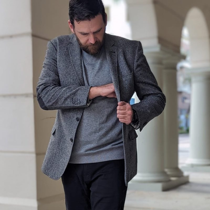 Textured Blazer with Elbow Patches for Date Night Textured Blazer with Elbow Patches for Date Night — Mens Date Night Outfits