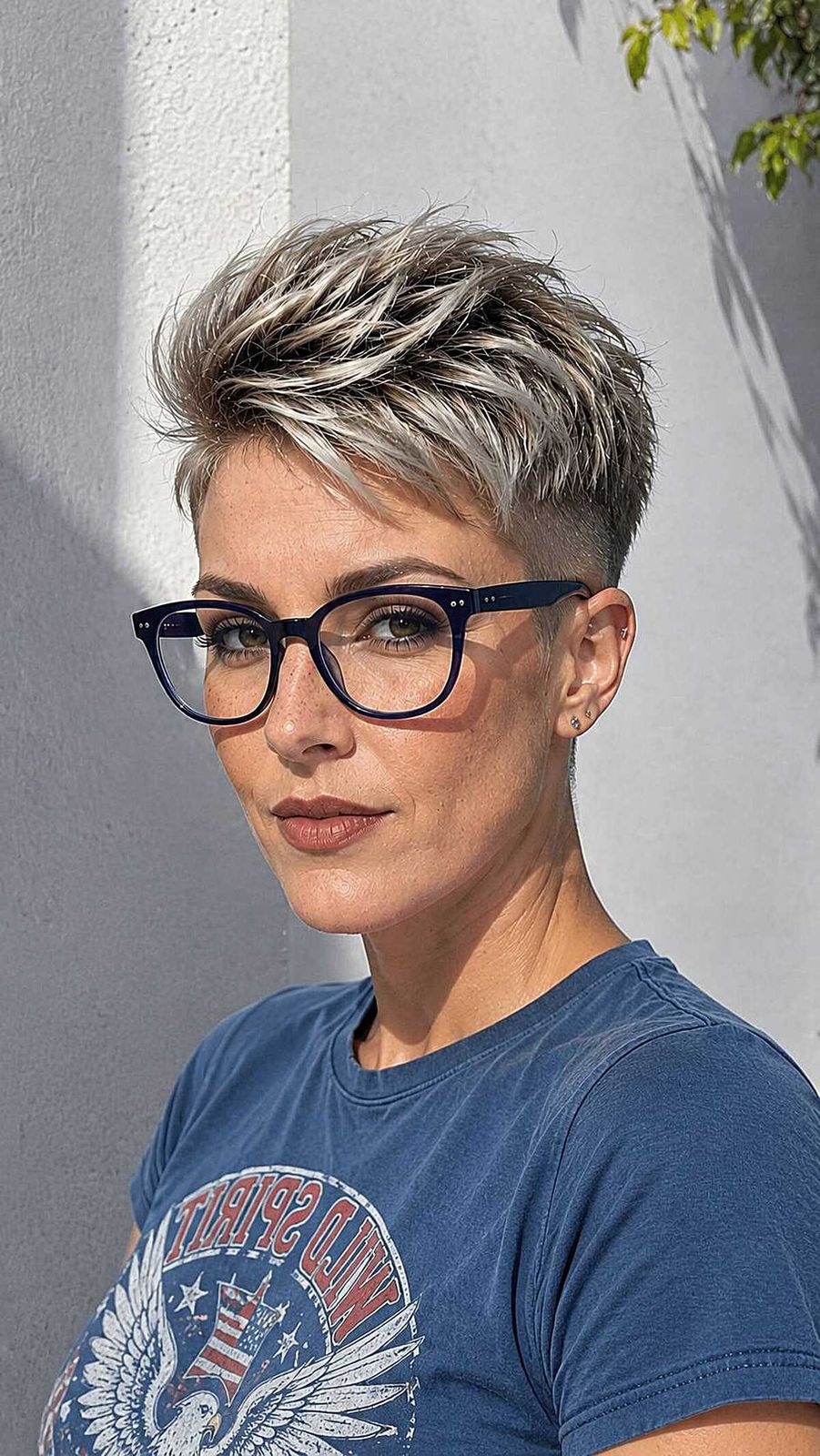 Edgy Pink Spiky Pixie — Hairstyles with Glasses