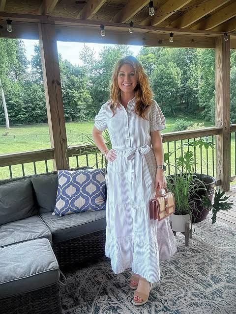 Striped Shirt Dress with Tie Waist — Outfits for Short Women