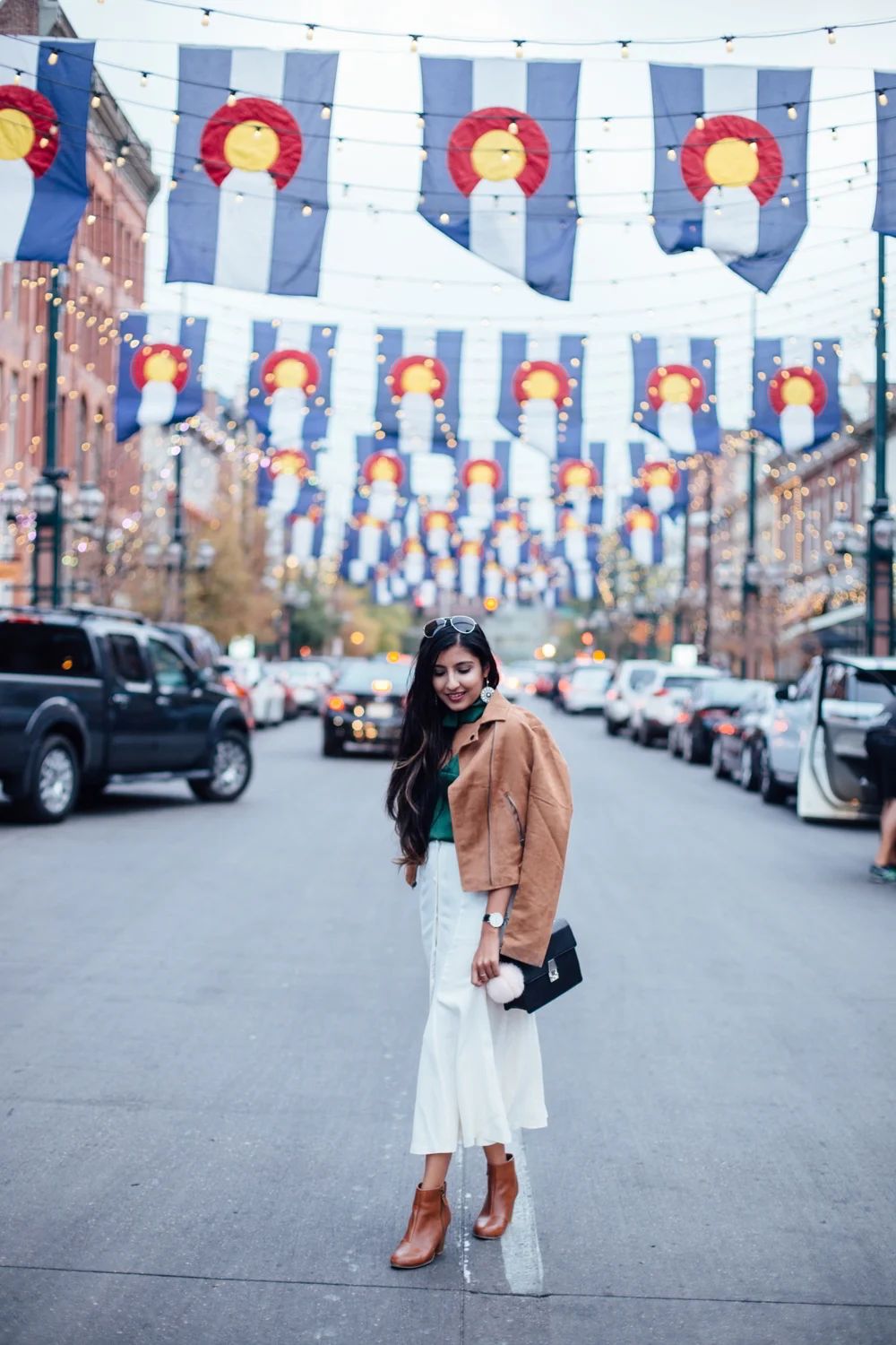 Cropped Jacket and Textured Skirt: City Street Style Cropped Jacket and Textured Skirt: City Street Style — Denver Outfits