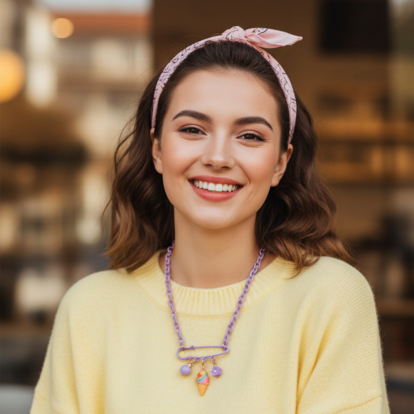 Pale Yellow Sweater with Ice Cream Charms for Sweet Nostalgia — Kidcore Outfits