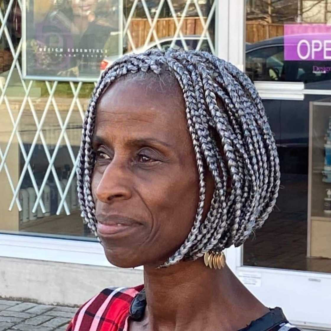 Short Grey Bob Box Braids Short Grey Bob Box Braids — Braids Over 50