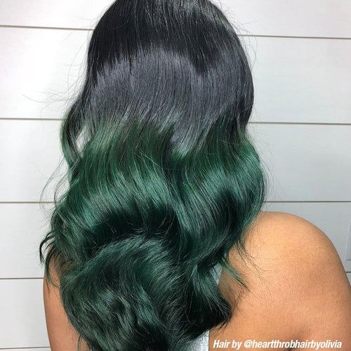 Black To Green Ombre Waves Black To Green Ombre Waves — Olive Green Hair