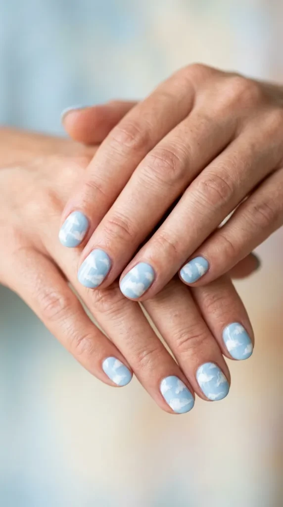 Matte Light Blue Cloud Nails Matte Light Blue Cloud Nails