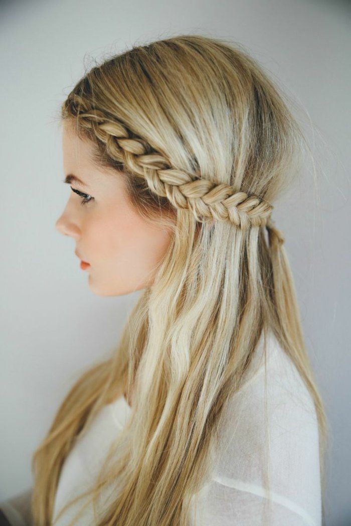 Ash Blonde Braided Crown Side Ash Blonde Braided Crown Side — Half Up Half Down Straight Hair