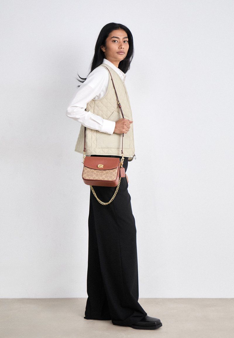 Monogram Crossbody Bag with Quilted Vest Monogram Crossbody Bag with Quilted Vest — Coach Bag Outfits