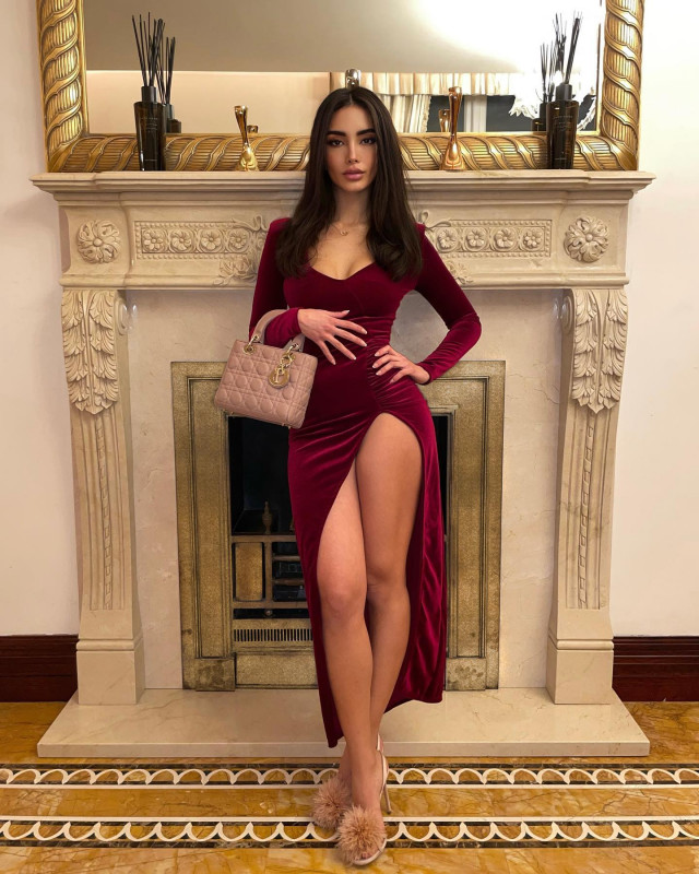 Burgundy Velvet Dress with High Slit for an Evening Birthday Burgundy Velvet Dress with High Slit for an Evening Birthday — 21st Birthday Outfits