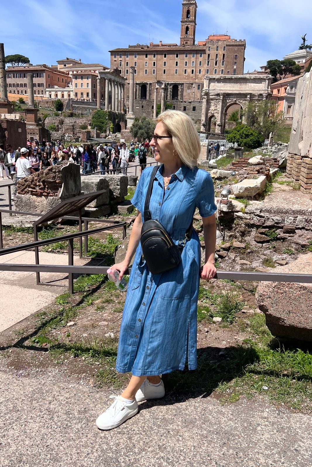 Denim Shirt Dress for Comfortable Roman Adventures Denim Shirt Dress for Comfortable Roman Adventures — Rome Outfits