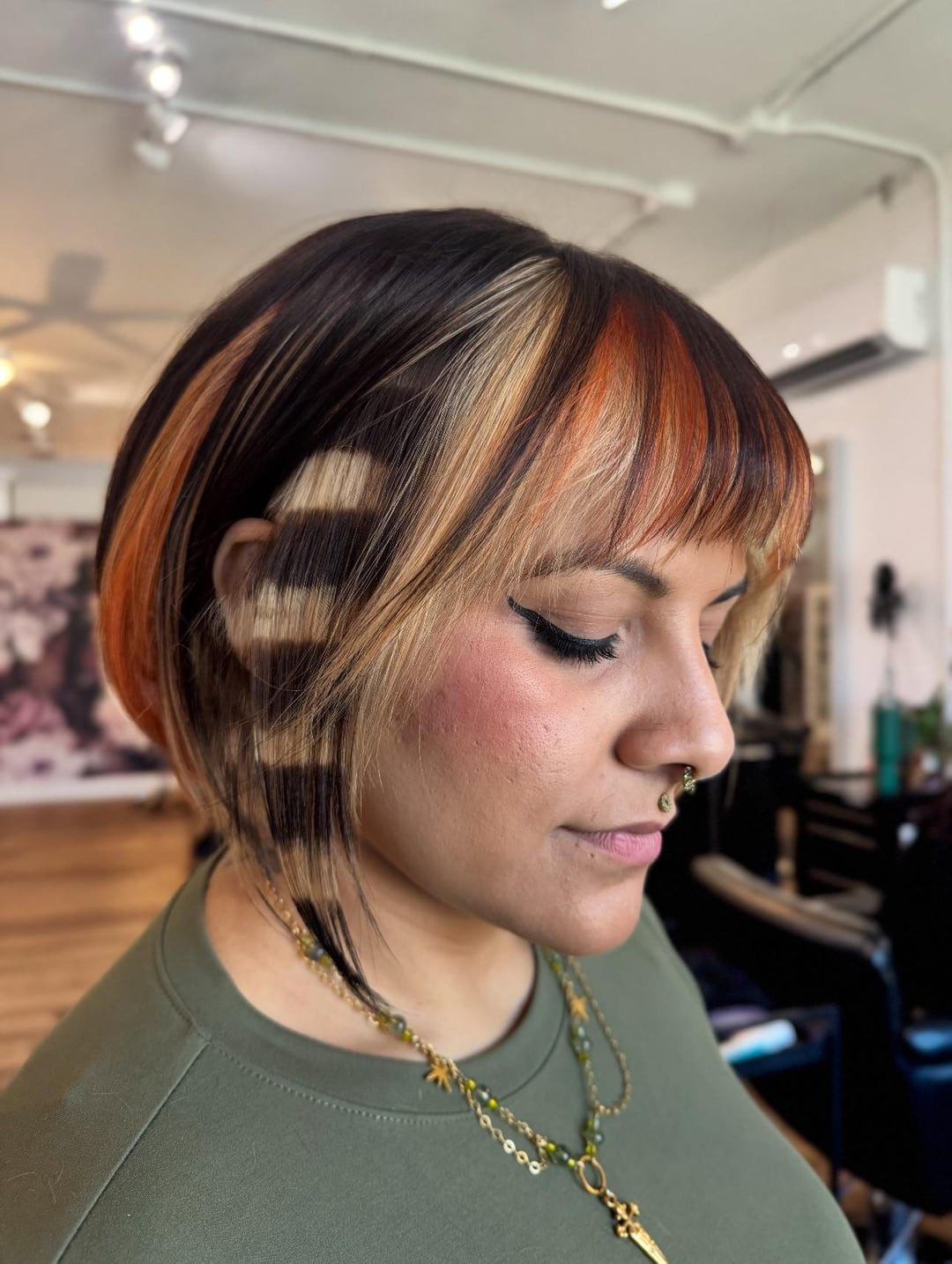 Blonde Bob With Fiery Stripes Blonde Bob With Fiery Stripes — Raccoon Tail Hair