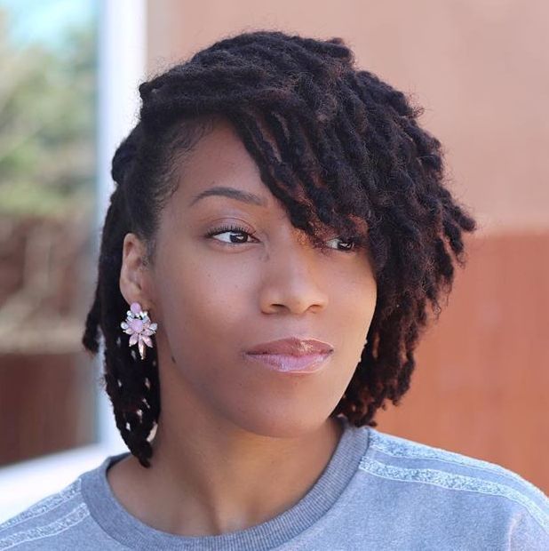 Textured Black Bob With Side-Swept Bangs — Loc Bob