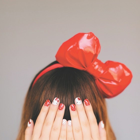 Classic Hello Kitty French Tip Square Nails — Sanrio Nails