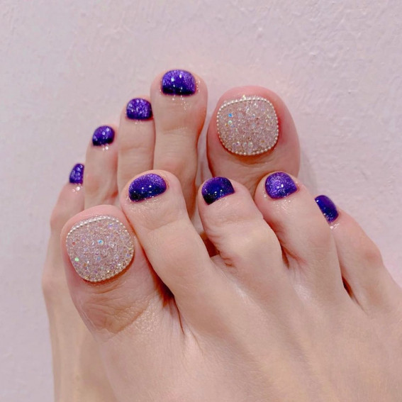 Deep Purple Iridescent Chrome Glitter Toes Deep Purple Iridescent Chrome Glitter Toes — Toe Nail Art