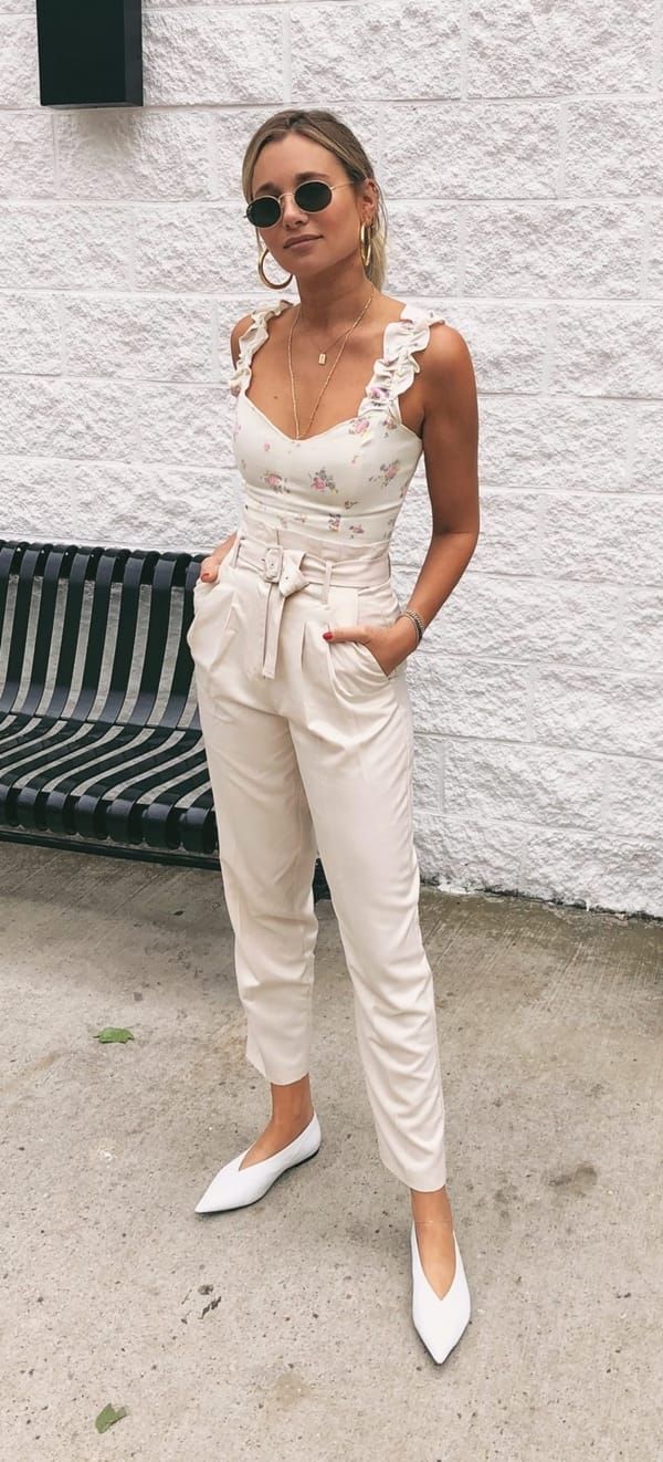 Summer Ease: Paperbag Trousers with a Floral Camisole — Outfits for Skinny Girls