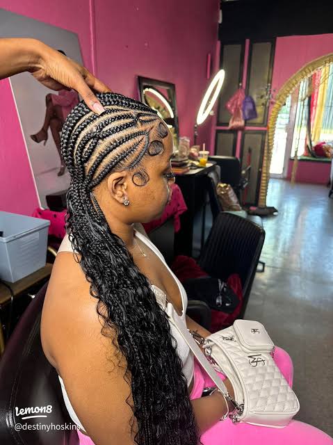 Neat Stitch Braids With Curly Ends