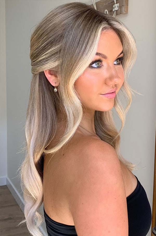 Ash Blonde With Face Framing — Prom Half Up Half Down
