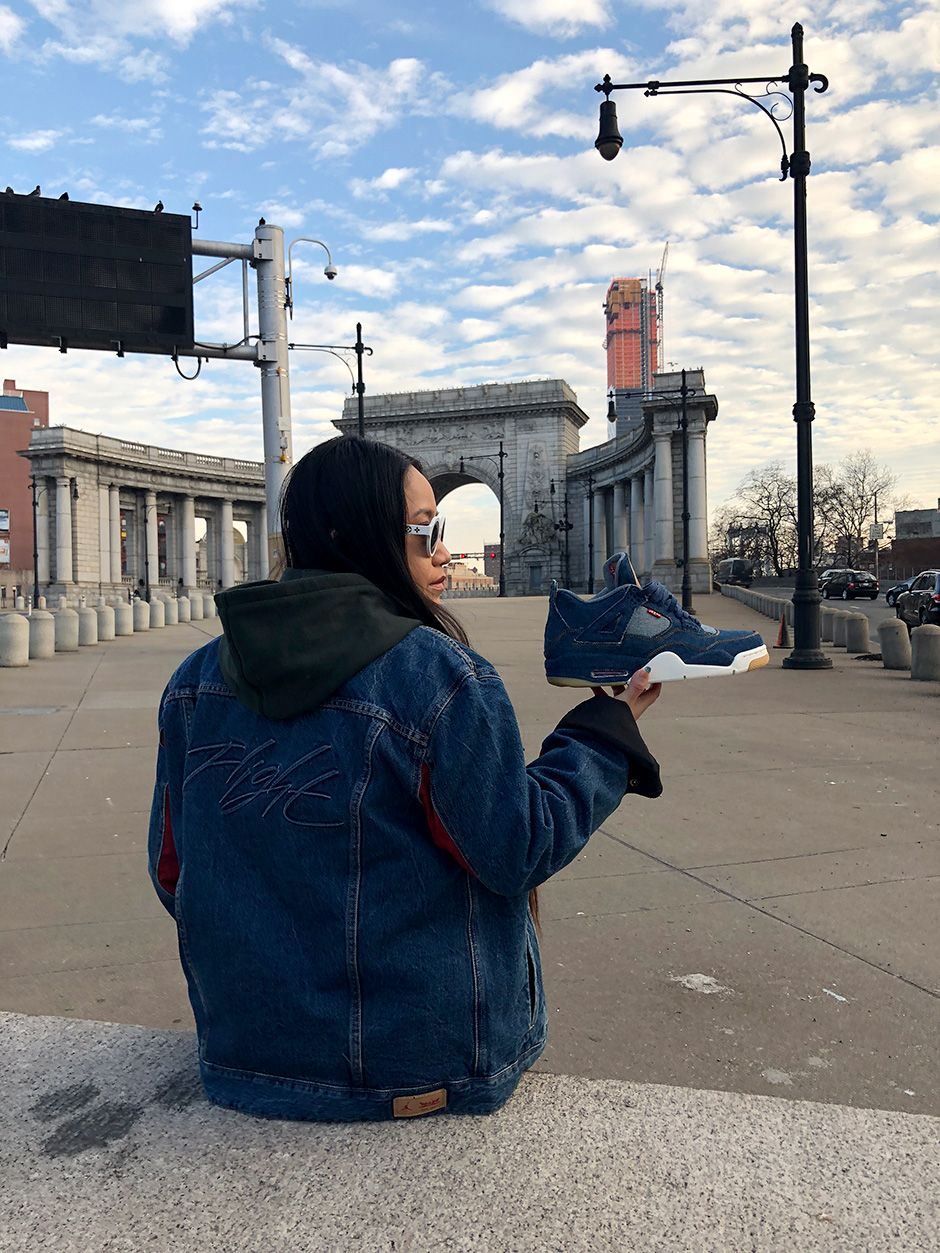 Denim Duo: Denim Blue Jordan 4s with Jean Jacket and Hoodie Denim Duo: Denim Blue Jordan 4s with Jean Jacket and Hoodie — Jordan 4 Outfits