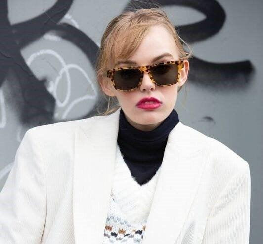 Textured Layers: Tortoiseshell Square Sunglasses with Corduroy — Sunglasses for Oval Face