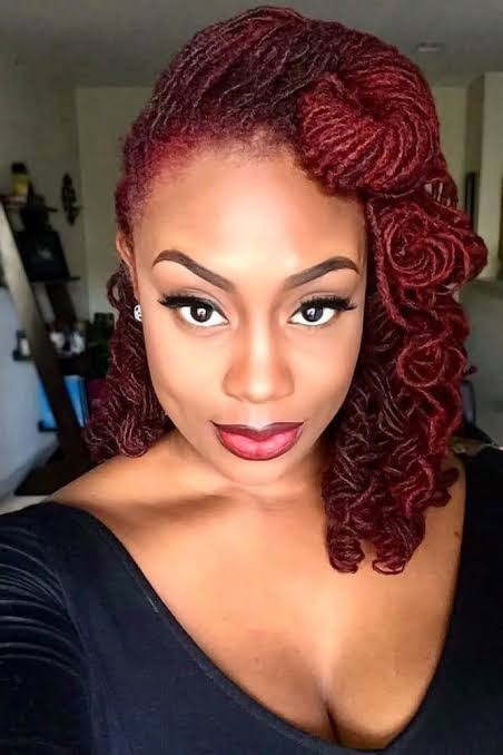 Red Sisterlocks Rolled Updo — Sisterlocks Styles