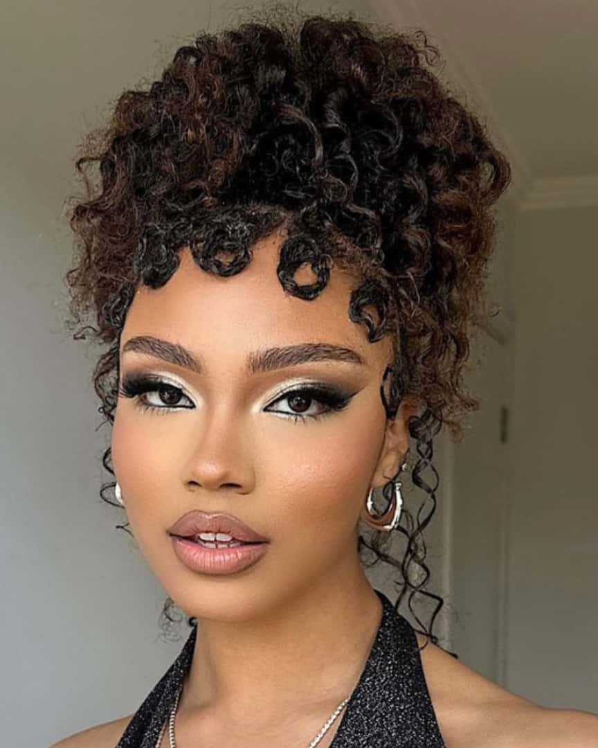 Dark Brown Updo with Defined Ringlets Dark Brown Updo with Defined Ringlets — Prom Hairstyles for Curly Hair
