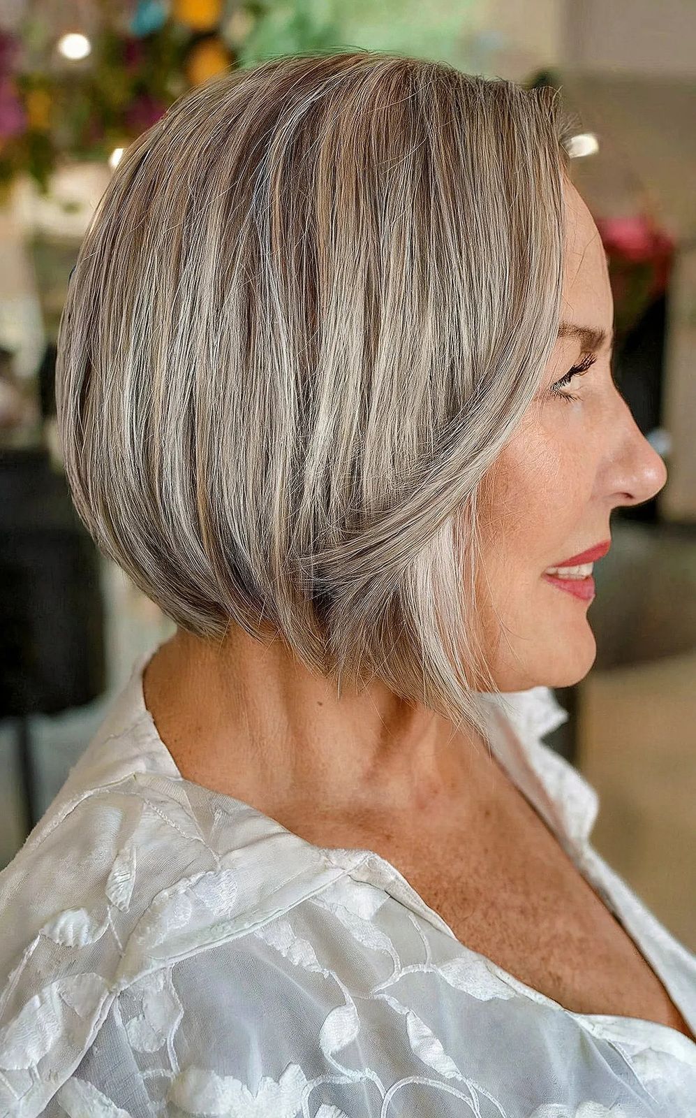 Sleek Ash Blonde Inverted Bob Sleek Ash Blonde Inverted Bob — Hair Color for Women Over 60