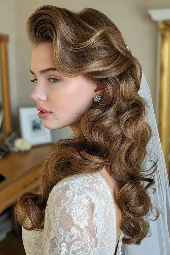 Glamorous Side-Swept Waves — Vintage Wedding Hairstyles