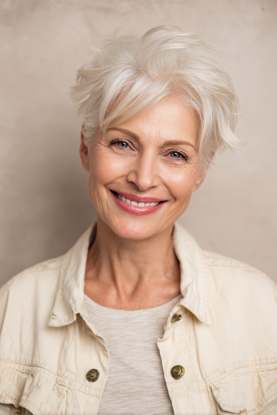 Textured White Pixie With Airy Bangs Textured White Pixie With Airy Bangs — White Hair