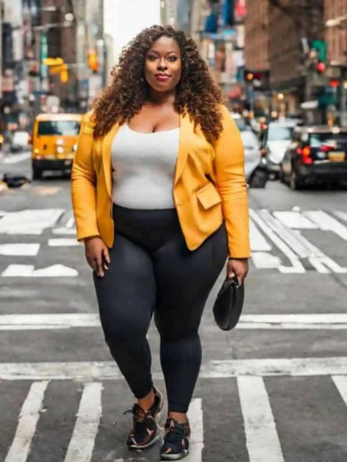Dark Grey Leggings with Yellow Blazer Dark Grey Leggings with Yellow Blazer — Outfits for Big Thighs