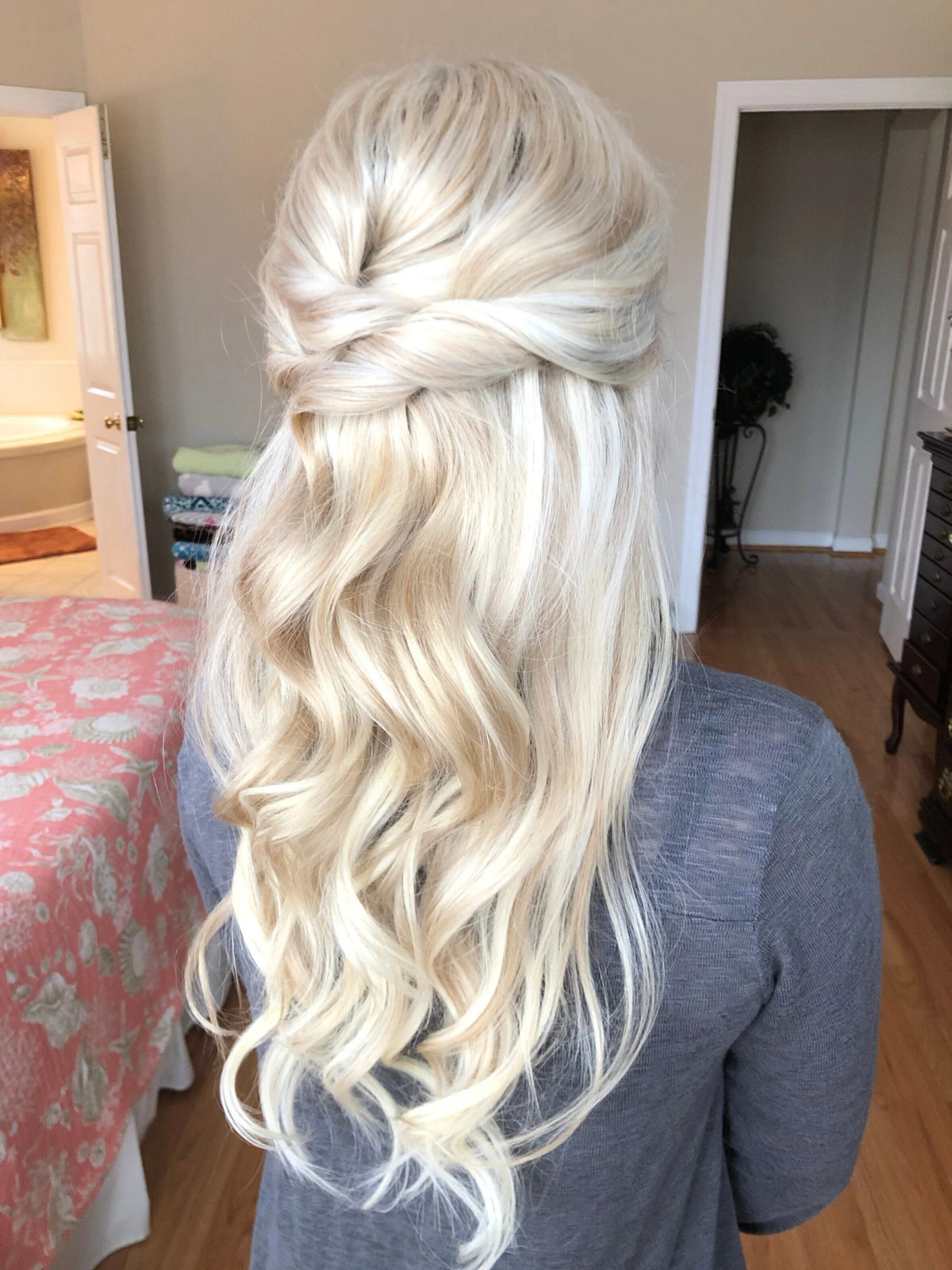Platinum Blonde Half-Up Waves — Hairstyles with Extensions