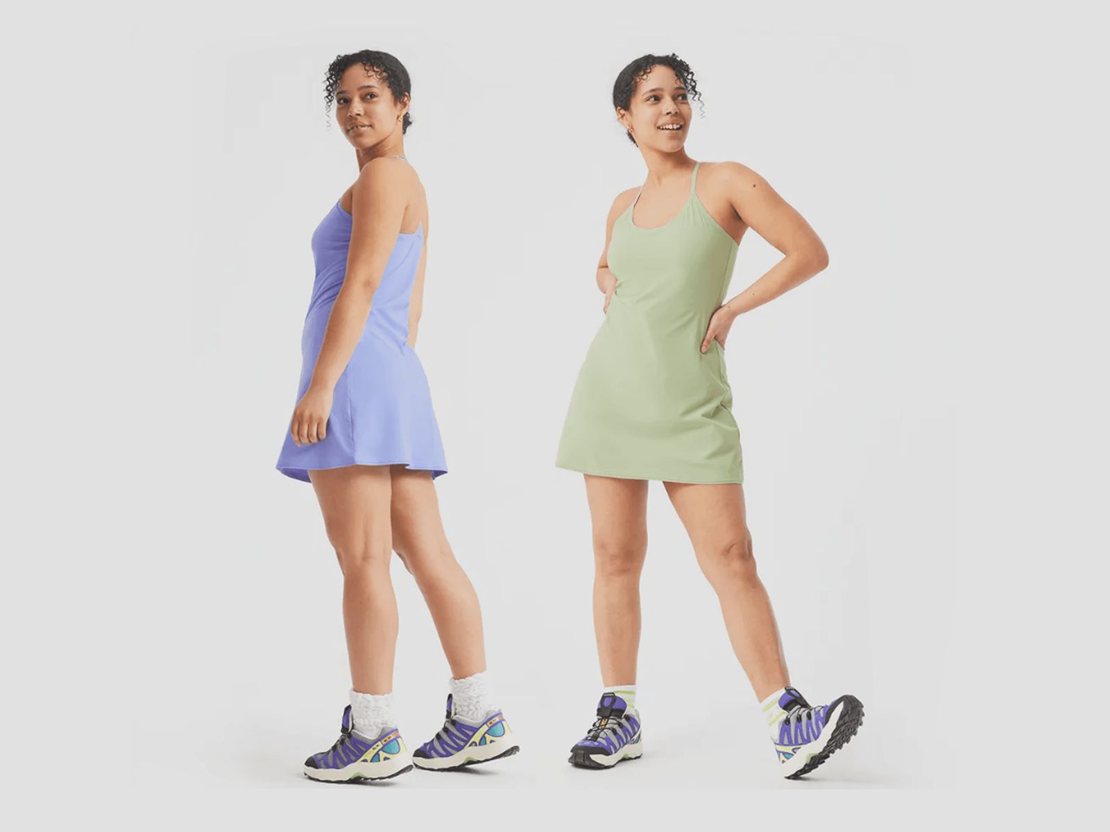 Lavender and Light Green A-line Exercise Dresses