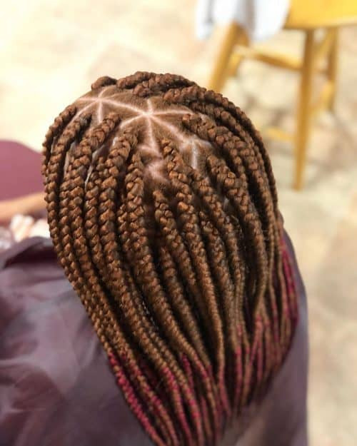 Star Triangle Part Braids With Pink Ends Star Triangle Part Braids With Pink Ends