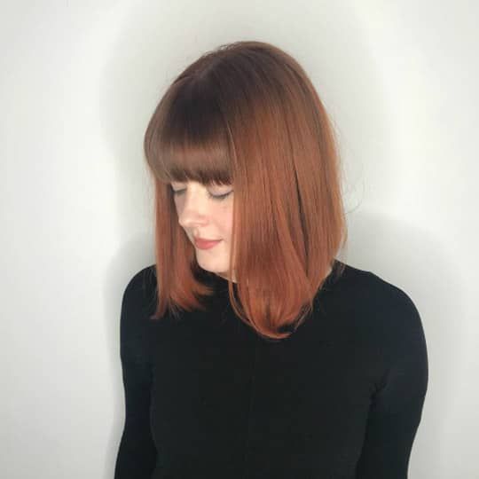 Copper Bob with Blunt Bangs Copper Bob with Blunt Bangs — Bob for Thick Hair