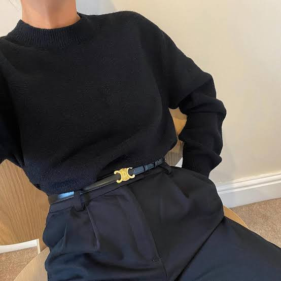Minimalist Sweater and Trousers with a Celine Triomphe Belt — Belt Outfits