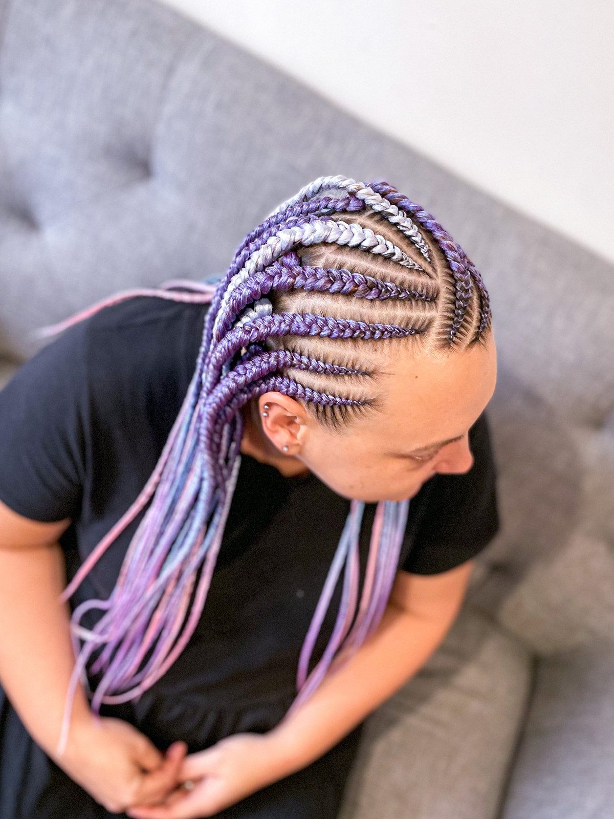 Purple to White Ombré Cornrows — Purple Braids