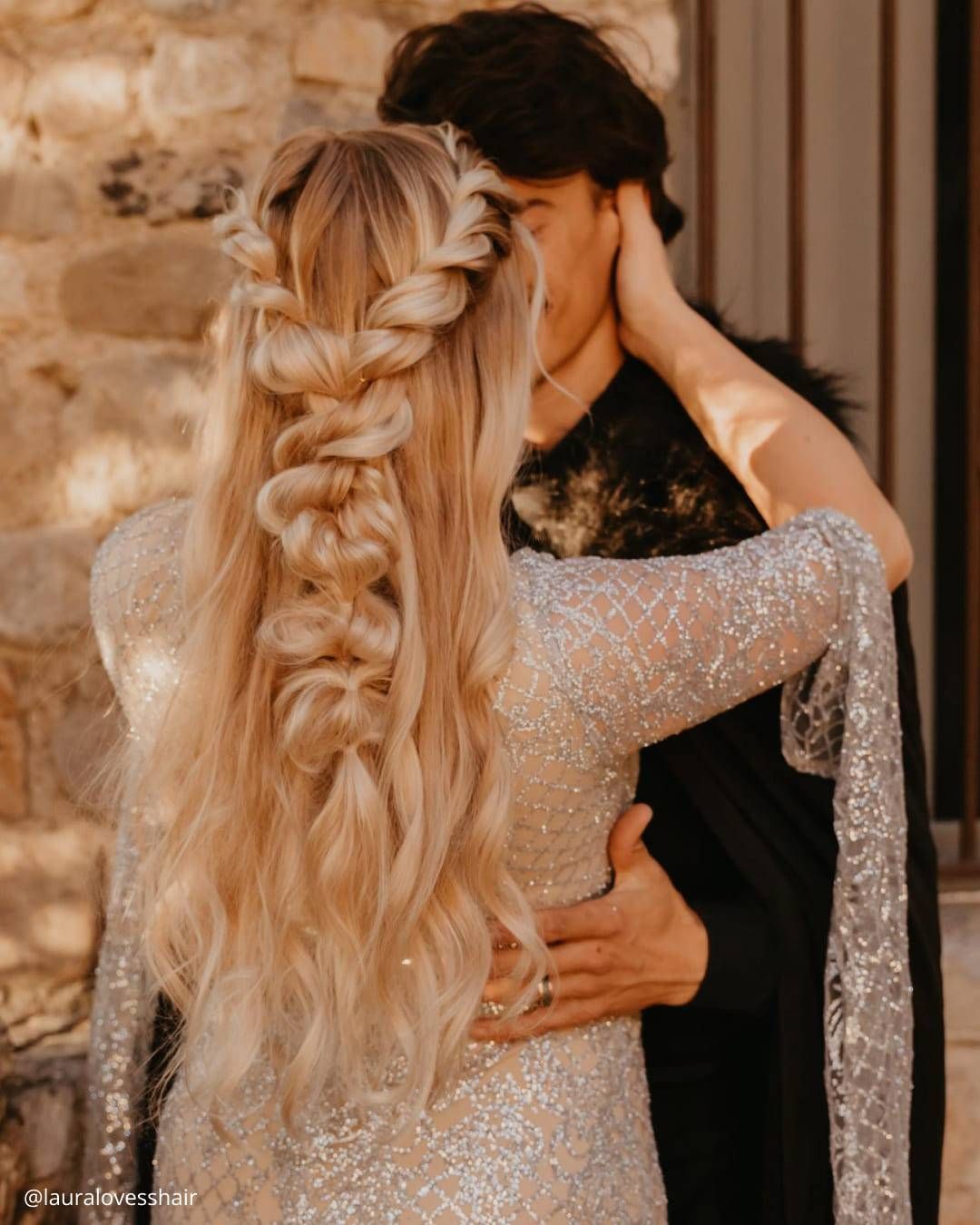 Back View Medium Shot Visual Idea — Prom Hair Down