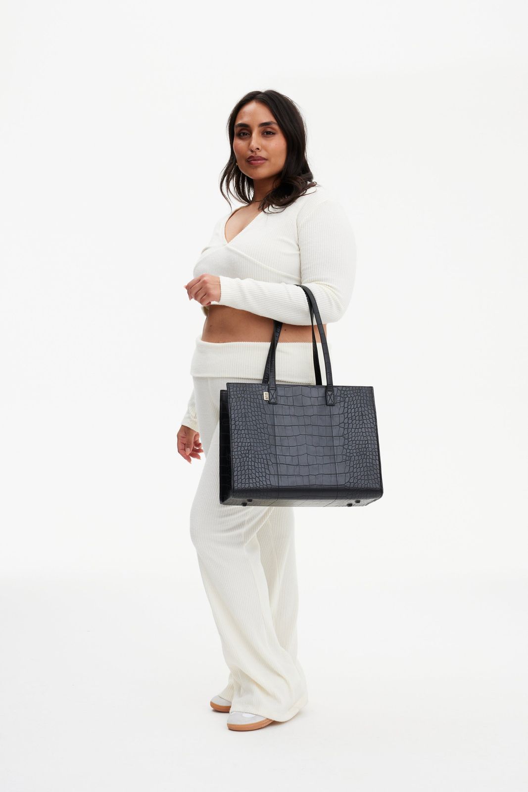 Croc-Embossed Tote for Chic Workwear — Laptop Bags for Women