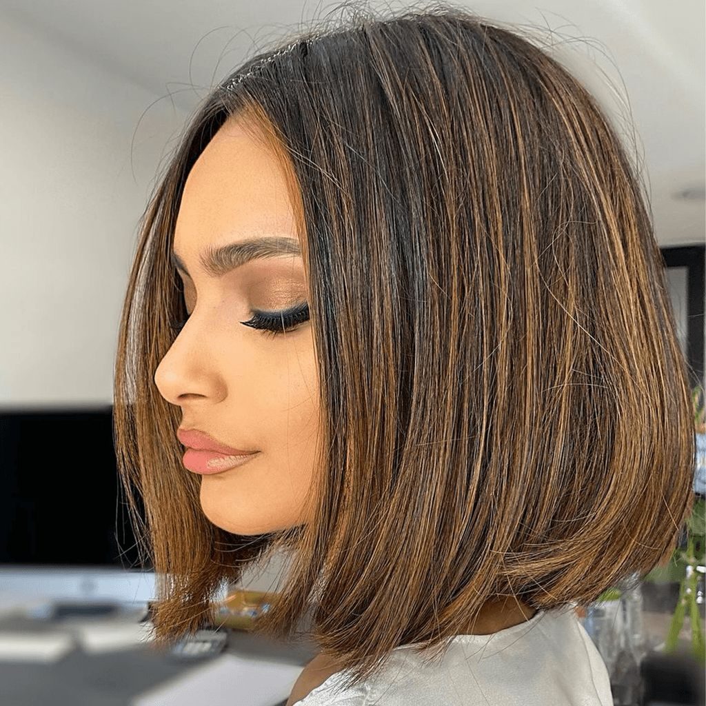 Textured Chin Bob With Balayage Textured Chin Bob With Balayage — A-Line Bob