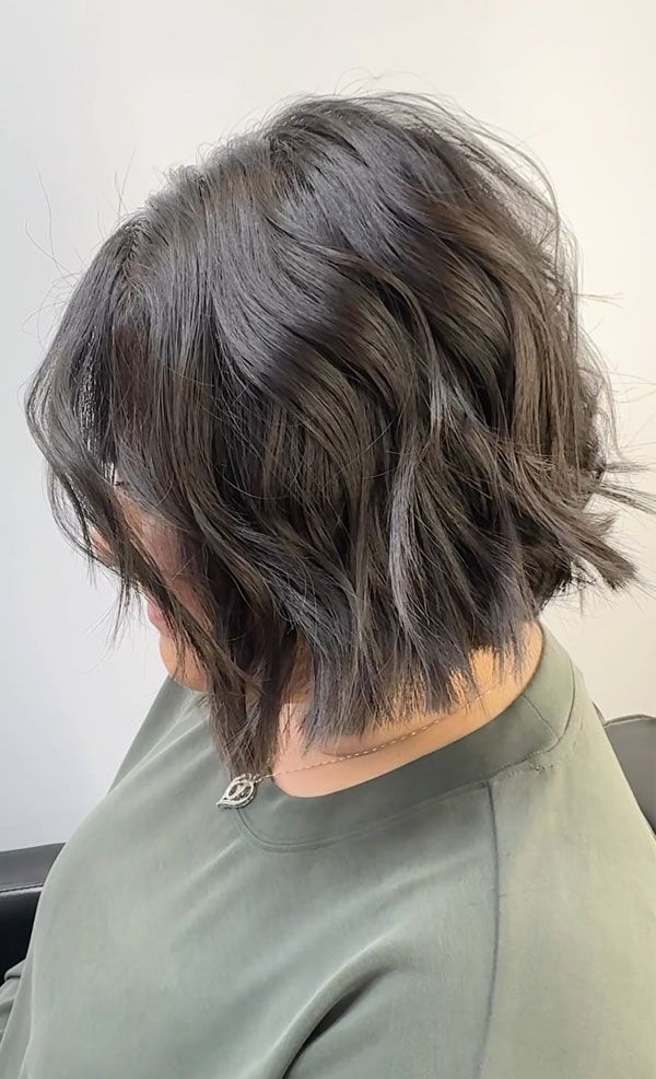 Charcoal Shaggy Bob Textured Ends Charcoal Shaggy Bob Textured Ends