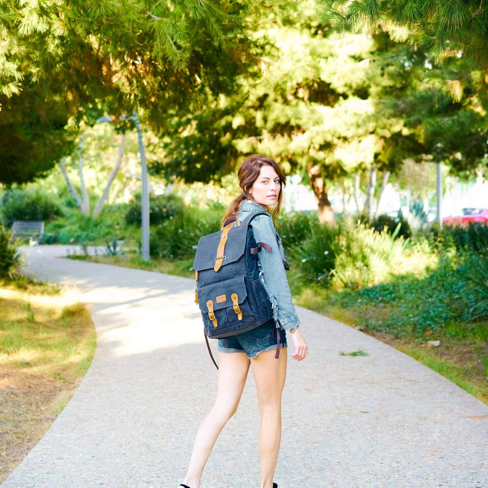 Denim Duo: Matching Denim and a Large Canvas Backpack — Backpack Outfits Women