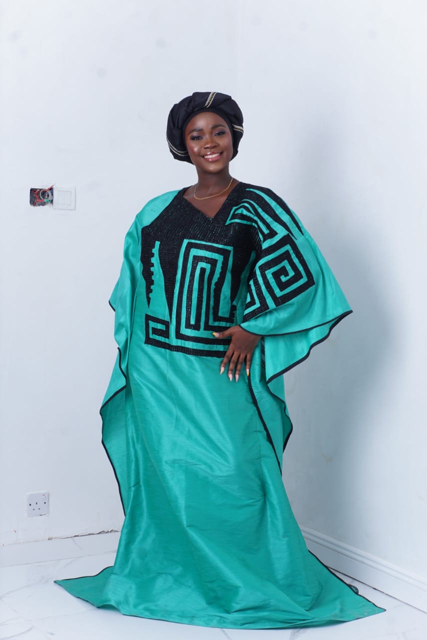 Teal Kaftan Dress With Beaded Bodice Teal Kaftan Dress With Beaded Bodice — Afrocentric Outfits