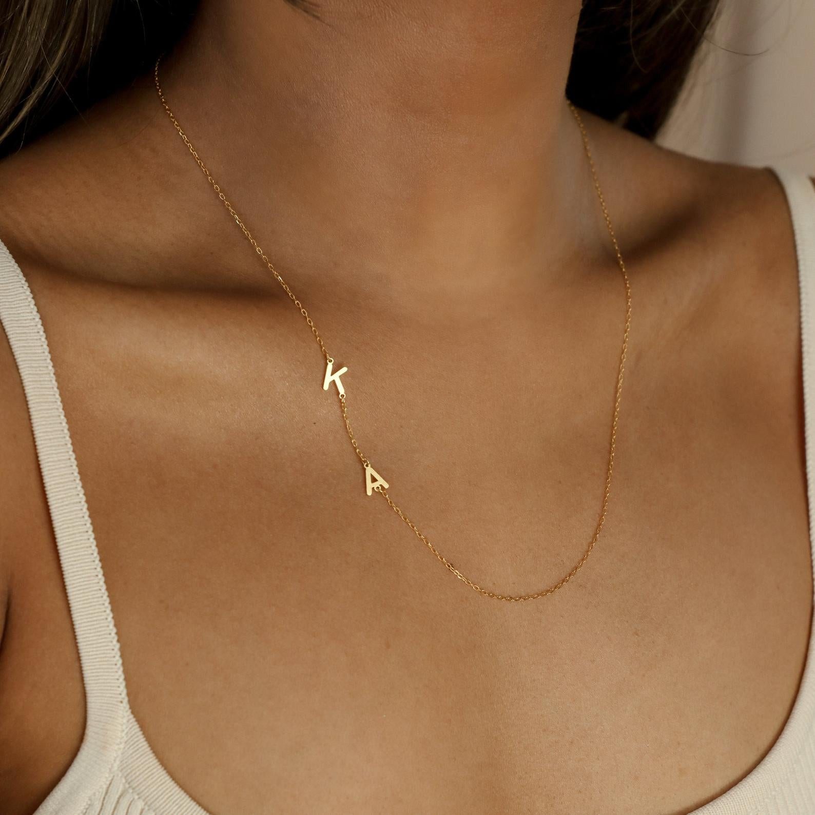 Dual Gold Initial Pendants for Personalized Layering Dual Gold Initial Pendants for Personalized Layering — Initial Necklaces