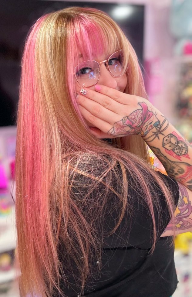 Long Blonde With Pink Bangs & Streaks — Neapolitan Hair