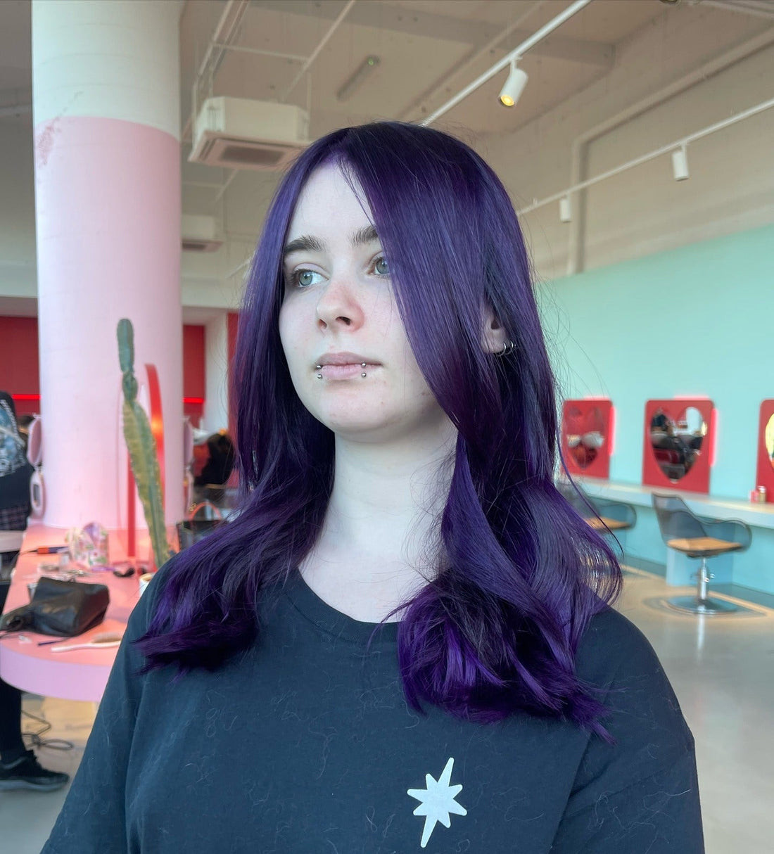 Deep Violet Mid-Back Layers Deep Violet Mid-Back Layers — Violet Hair