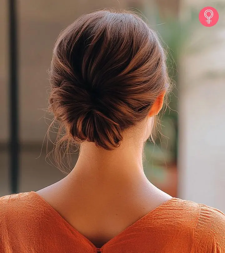 Elegant Medium Brown Twisted Low Bun